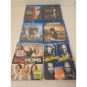 Blu-Ray DVD Bundle Of 6 Rated R Movies  Pre-Owned Venom Run All Night Bad Moms